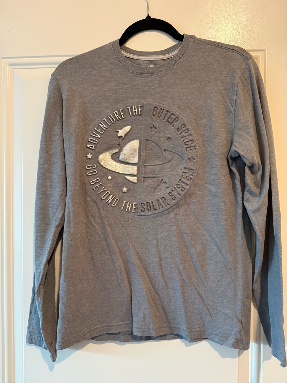 wonder nation Gray Long-Sleeve Tee with Space Graphic
